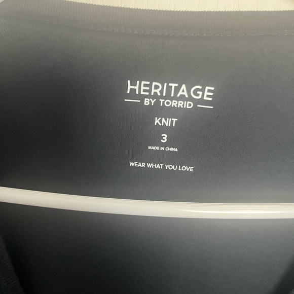 Torrid Heritage knit. Black long sleeve shirt. Cut out on the chest & sleeves 3X - Picture 5 of 6